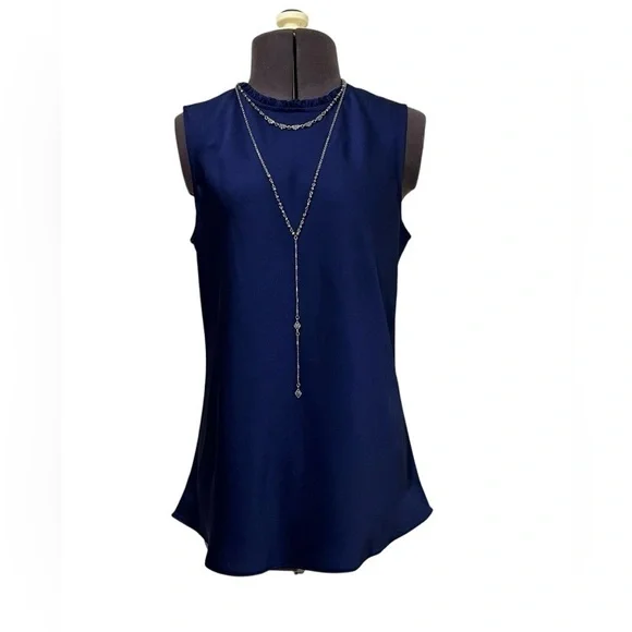 J Crew Sleeveless Ruffle-neck shell in satin-crepe Size XXS - Picture 2 of 11